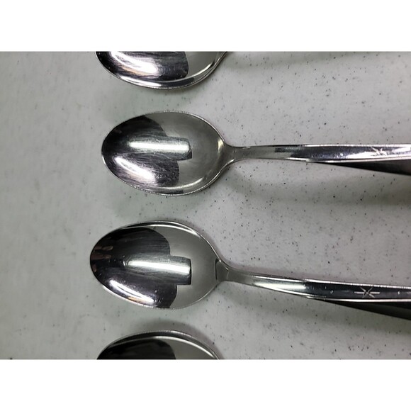8 Pc Vintage MCM Oneida Community Atomic TWIN STAR Stainless Steel Tablespoons